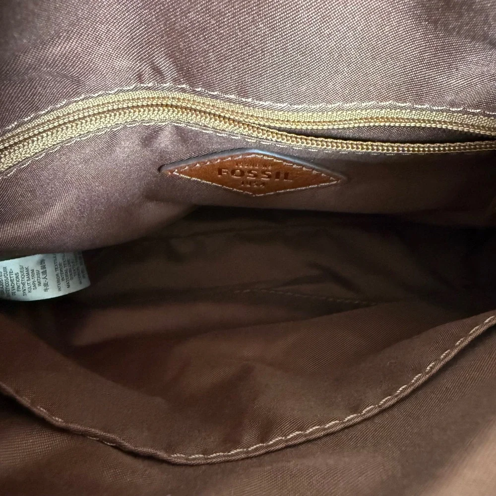 Fossil Kinley Brown Leather Crossbody Bag Small Zip &‎ Flap Purse